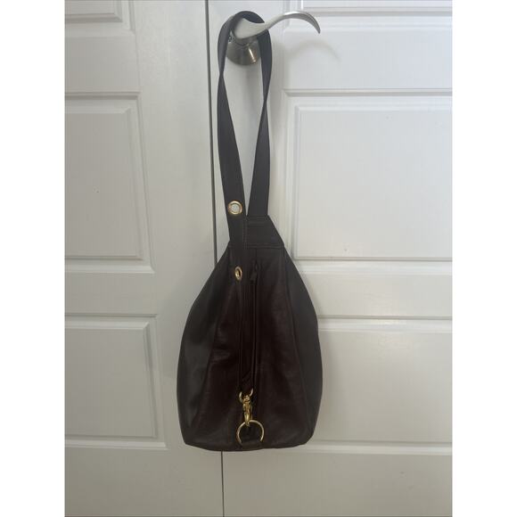 First Edition Brown Leather Shoulder Bag - Picture 3 of 6